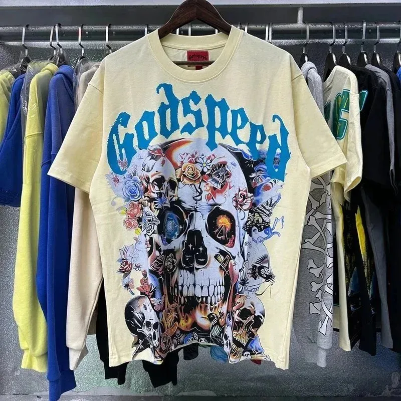 Godspeed Godspeed 'Godspeed' Skull Print T-Shirt Beige Beige - 1