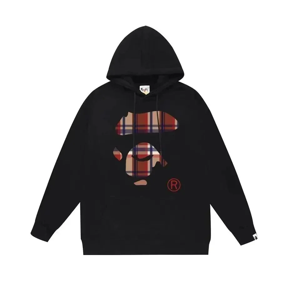 A Bathing Ape A Bathing Ape BAPE STA Black Plaid Face Hoodie Black - 1