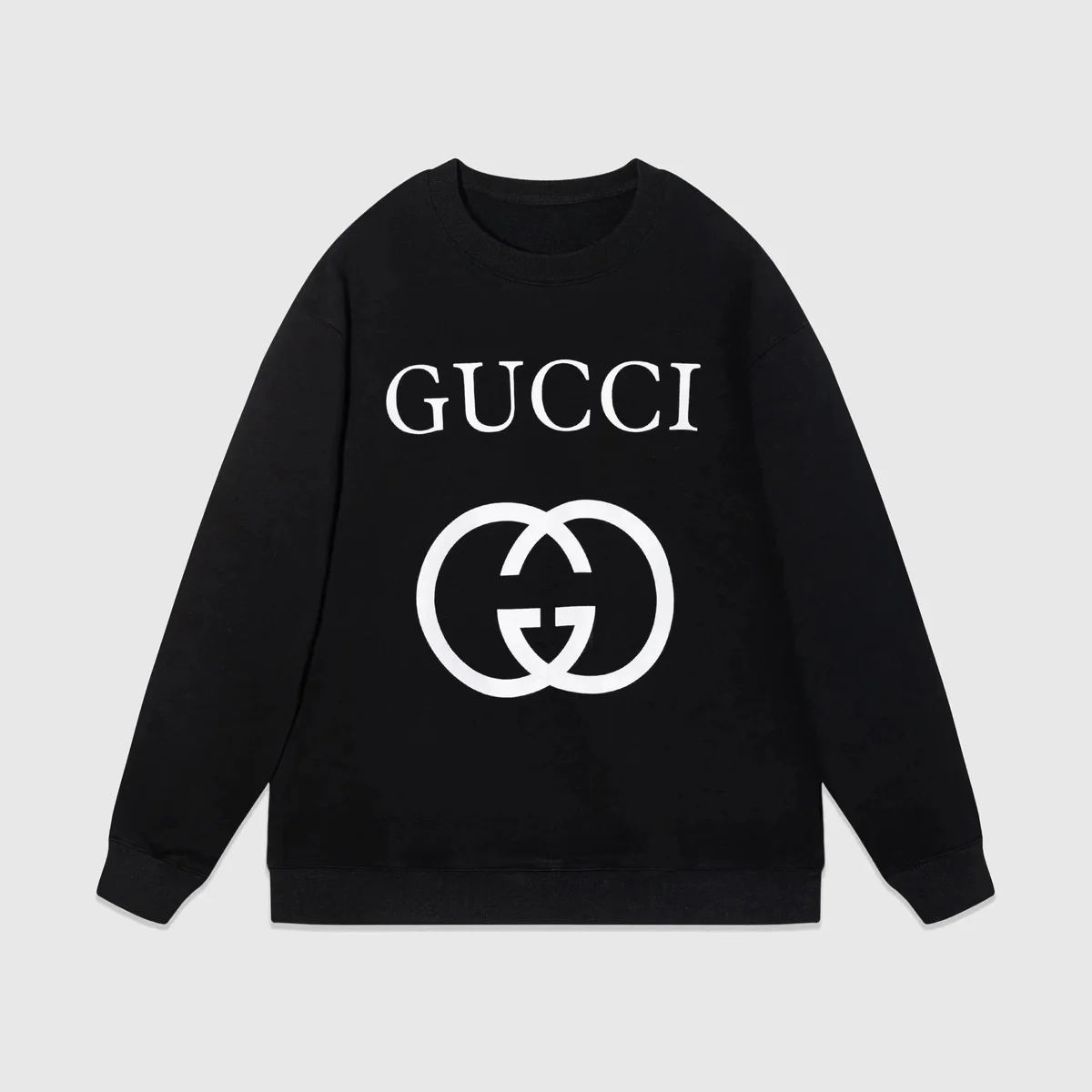 Gucci Gucci Black Logo Print Crewneck Sweatshirt Black - 1
