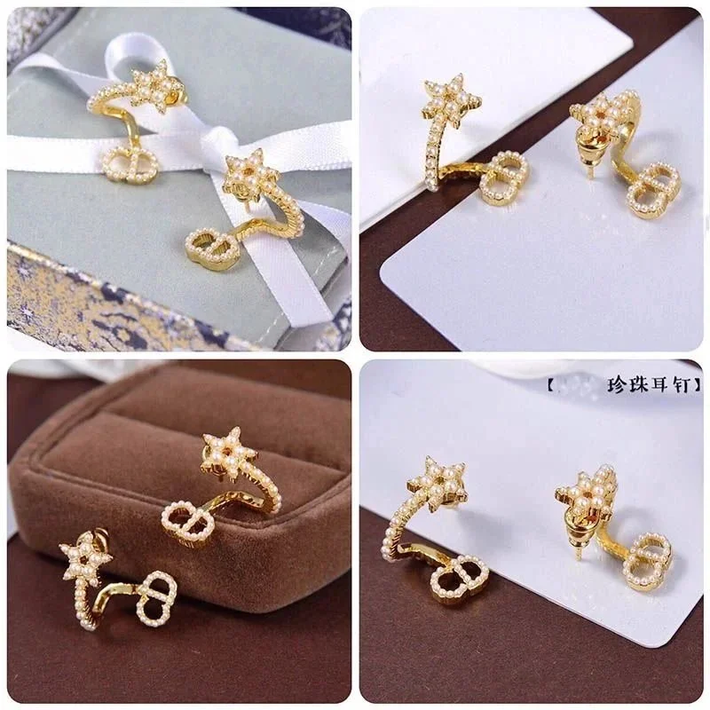Other Gold Pearl Star Earrings Jewelry Gold - 1