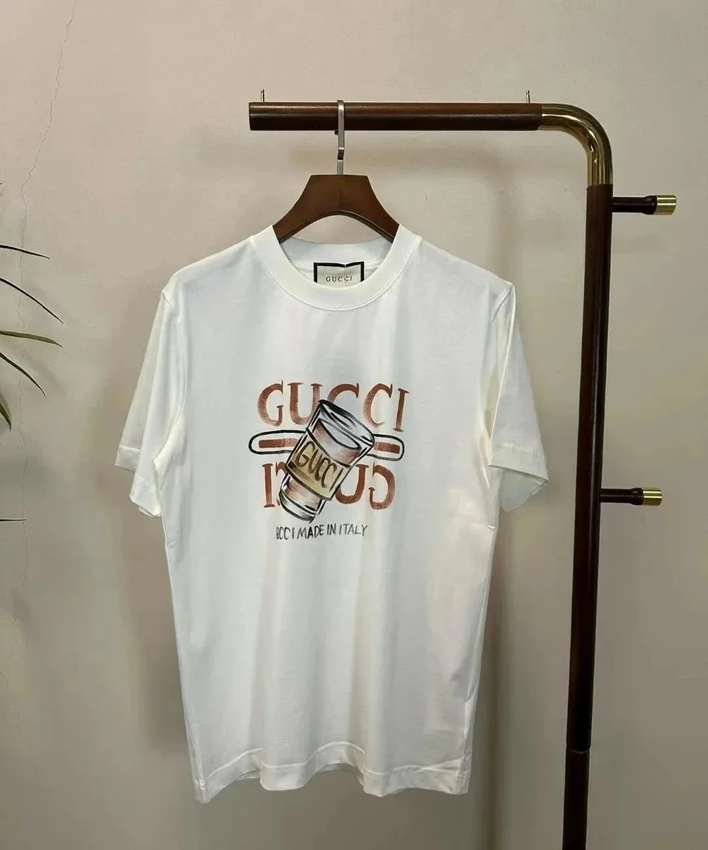 Gucci Gucci White Coffee Print T-Shirt White - 1