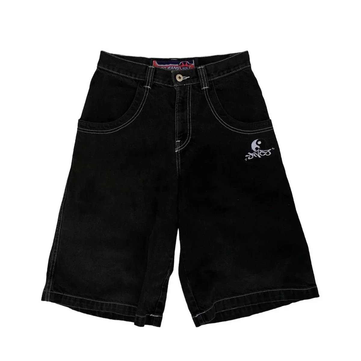 Other Black Yin Yang Embroidered Denim Shorts Black - 1