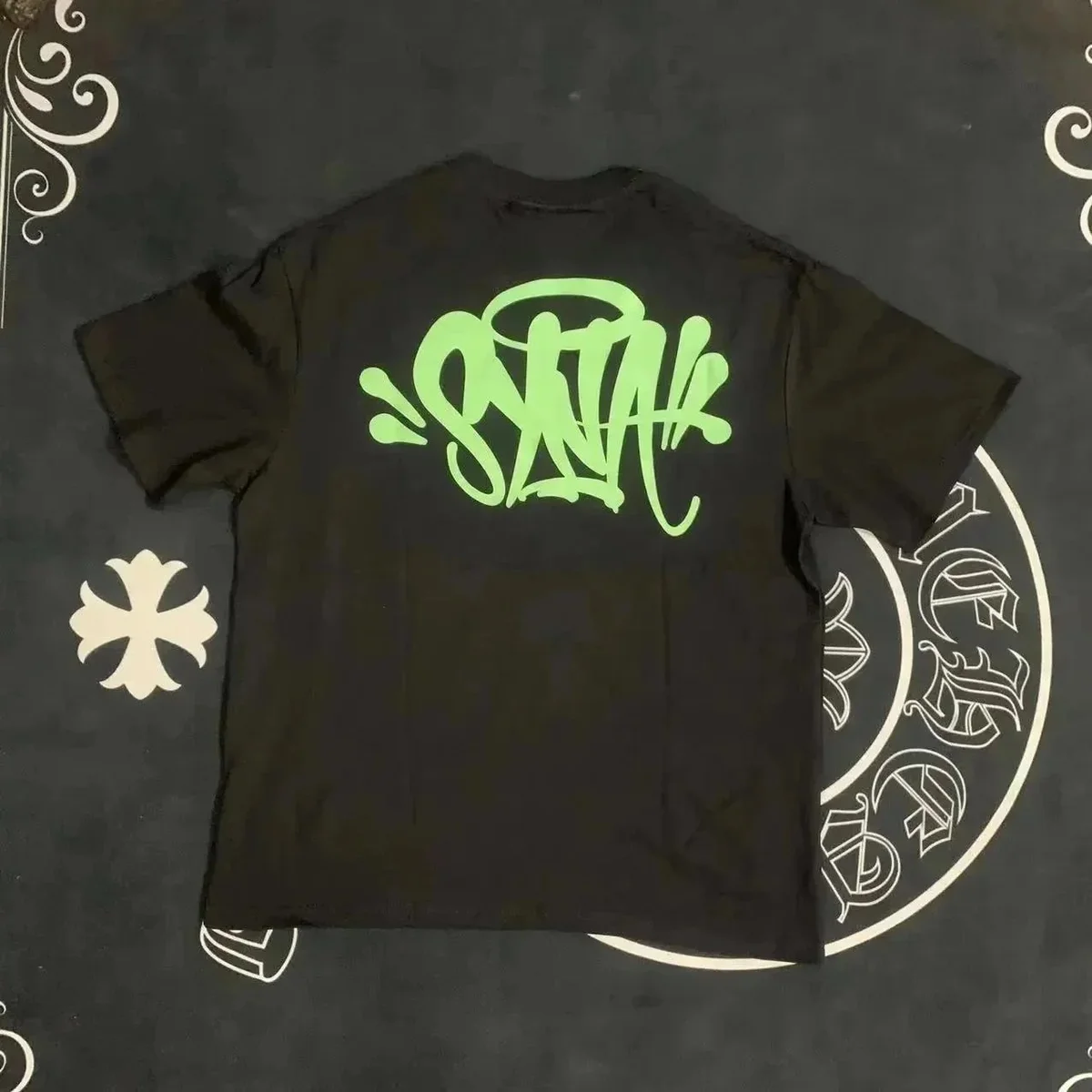 Other Black Green Graffiti Print T-Shirt Black - 1
