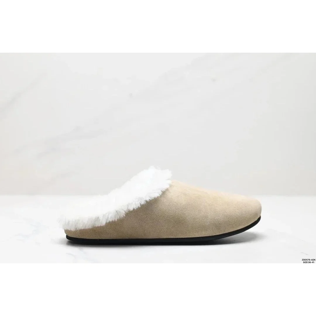 Other Unisex Beige Shearling Trim Loafers Beige - 1