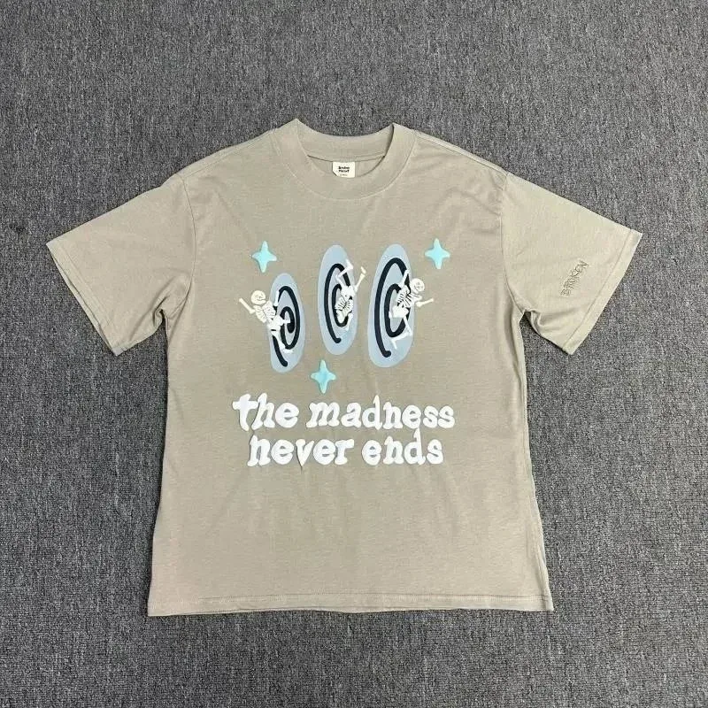 Other Unisex Beige 'The Madness Never Ends' Graphic T-Shirt Beige - 1