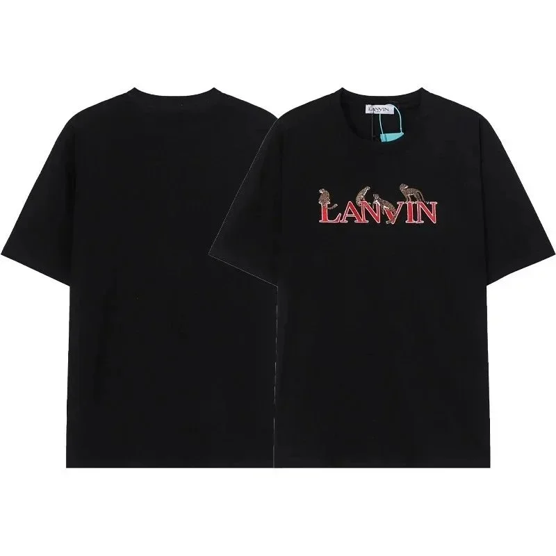 Lanvin Lanvin Black 'LANVIN' Letter Embroidery T-Shirt Black - 1