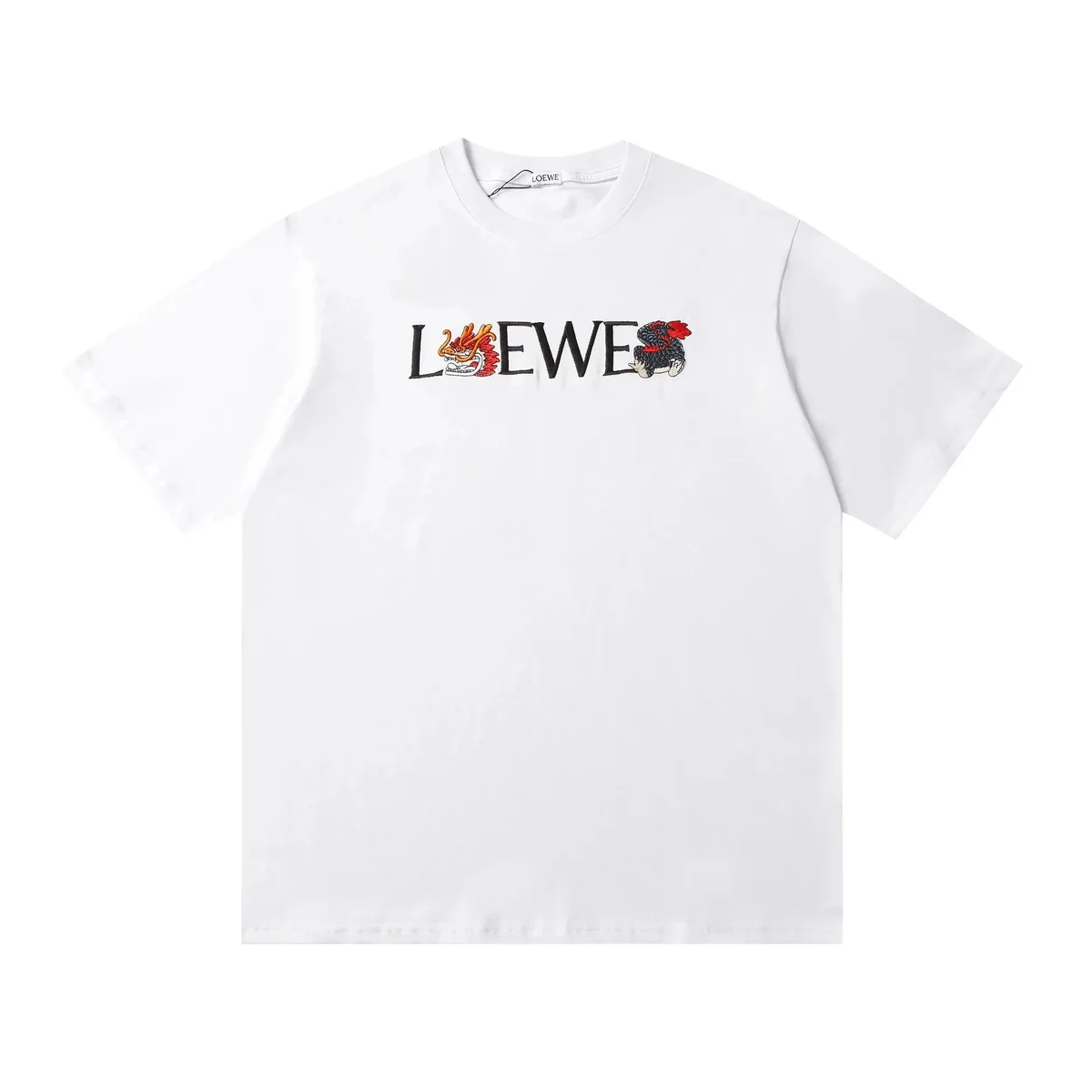Loewe Loewe White Dragon Embroidered T-Shirt White - 1