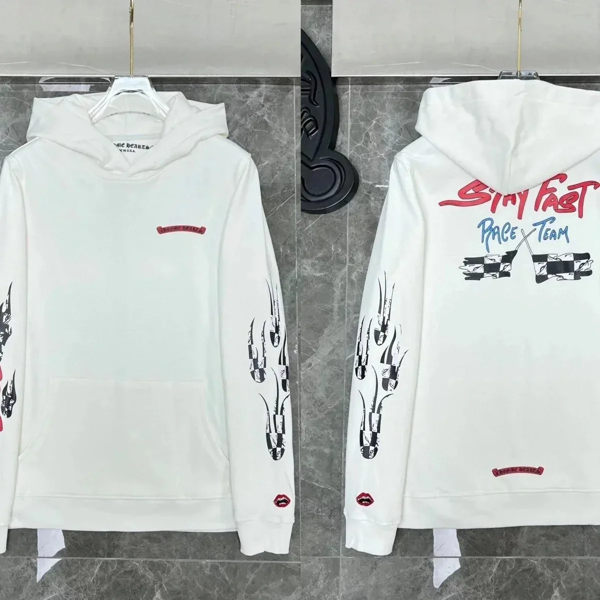 Chrome Hearts Chrome Hearts Stay Fast Race Team White Hoodie White - 1