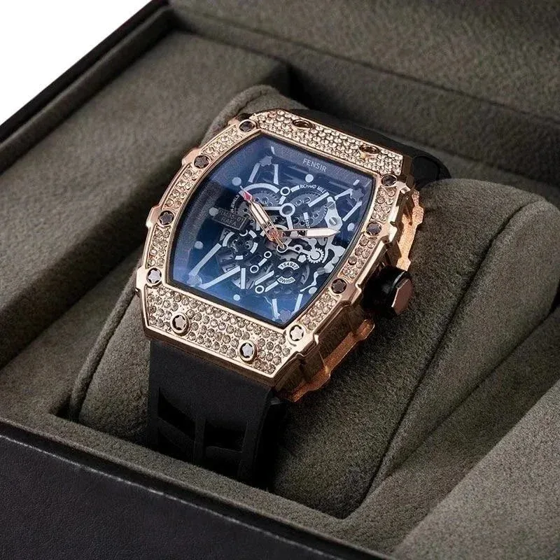 Rose Gold Diamond-Encrusted Watch with Blue Dial — Oopbuy Spreadsheet find