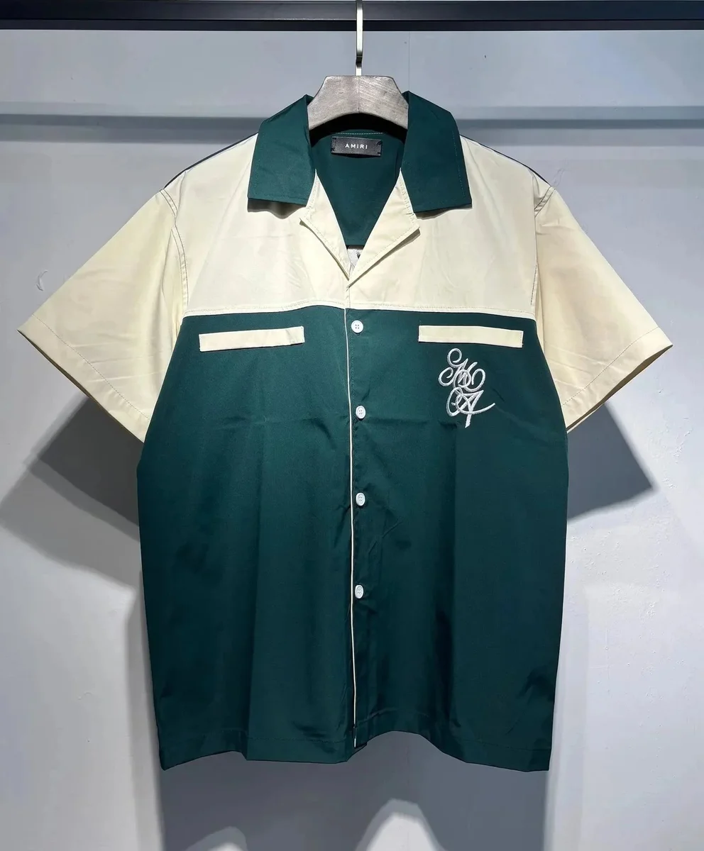 Amiri Amiri Green & Cream Contrast Short Sleeve Shirt Green - 1