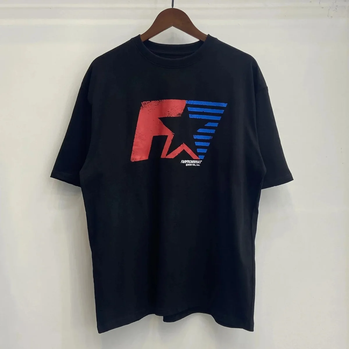 Other Black Oversized T-Shirt with Red and Blue Star Graphic Black - 1