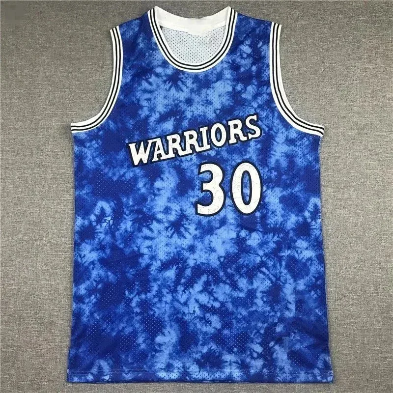 Other Warriors Tie-Dye Jersey Blue 30 Basketball Top Blue - 1