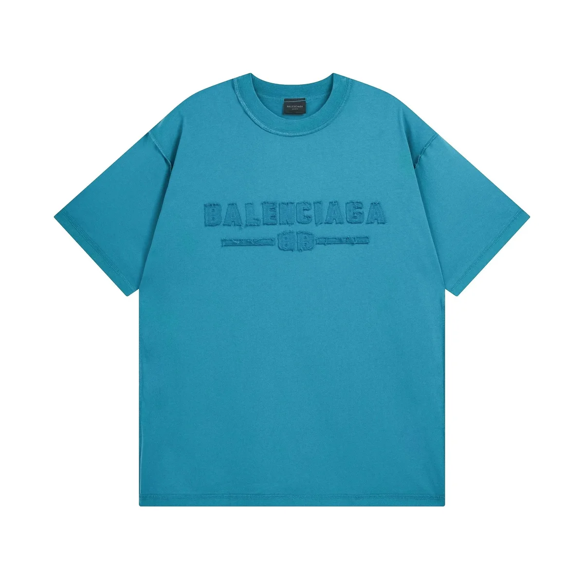 Balenciaga Balenciaga Embroidered Logo Oversized T-Shirt Teal Blue - 1