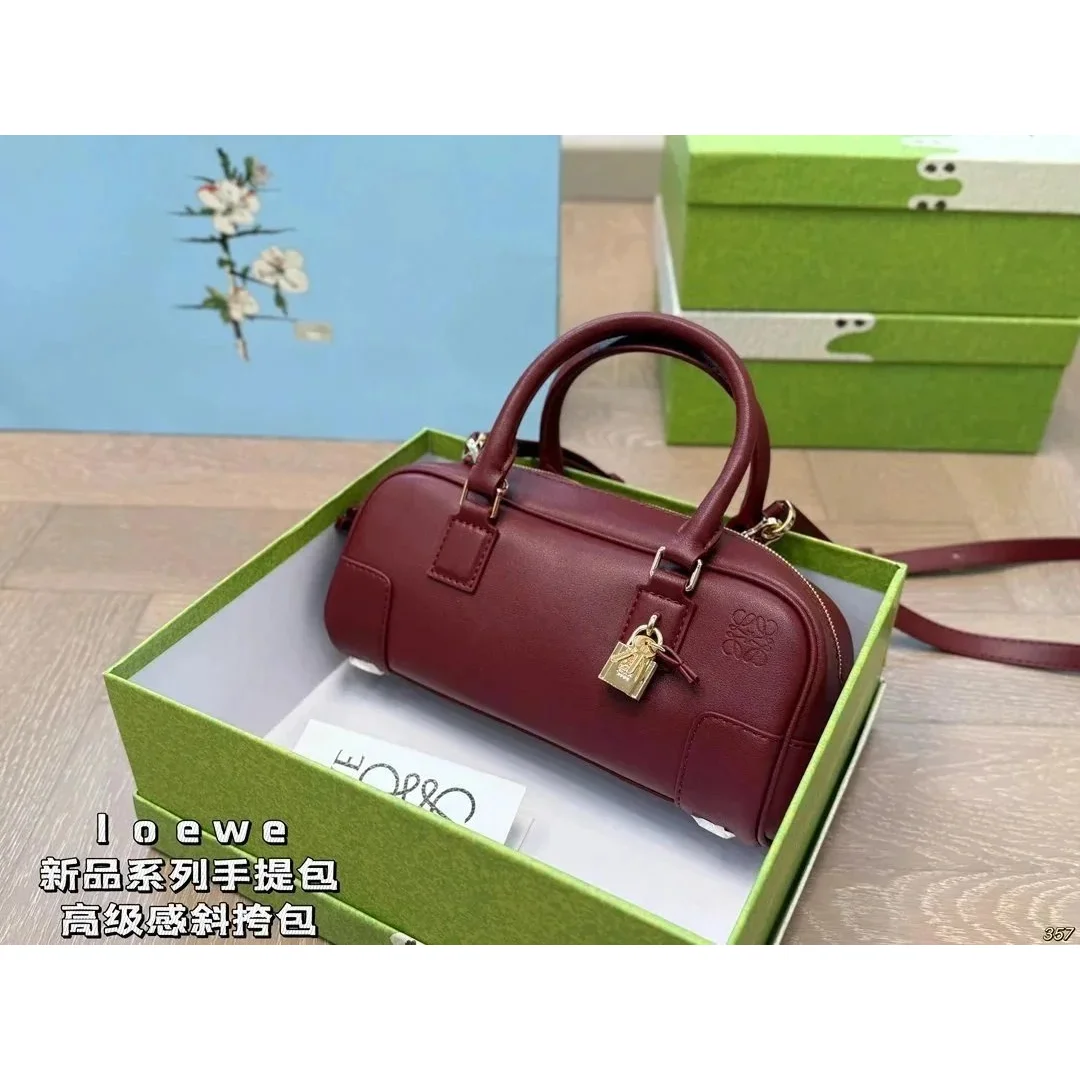 Loewe Loewe New Series Mini Barrel Bag Burgundy Handbag Red - 1