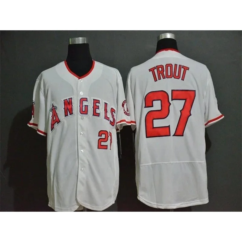 Other Los Angeles Angels Trout 27 White Baseball Jersey White - 1
