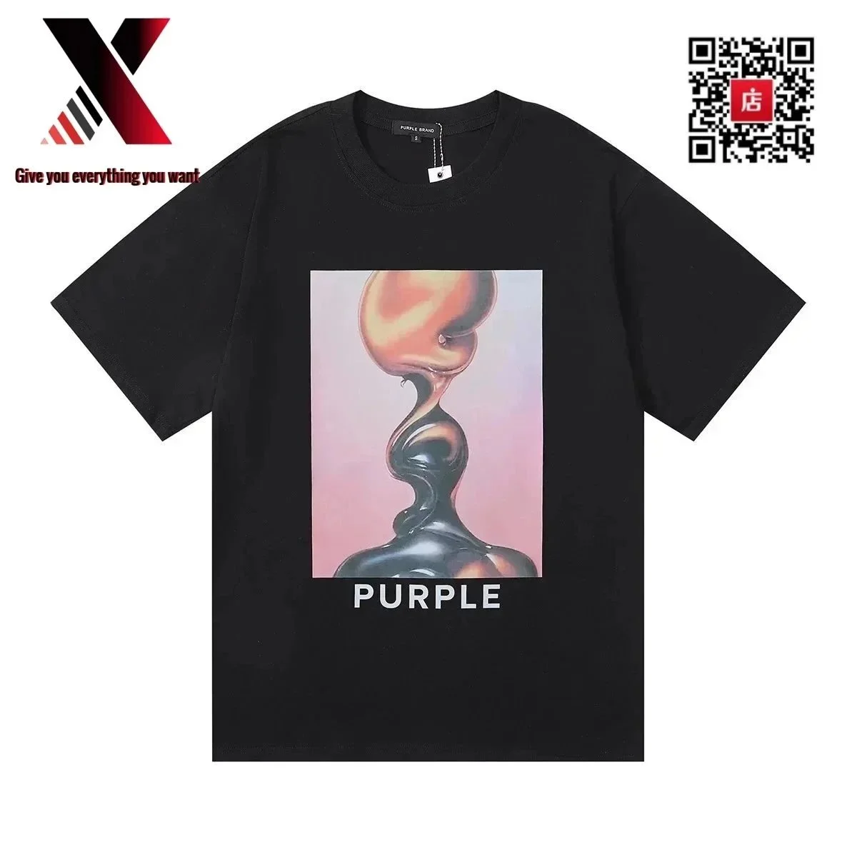 Purple Brand Purple Brand P001 Black Purple Graphic T-Shirt Black - 1