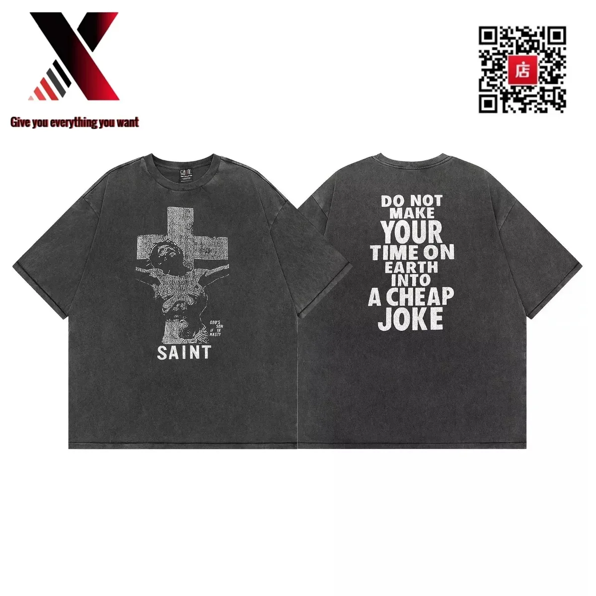 Other Saint T-Shirt 25 Black Casual Graphic Tee Black - 1