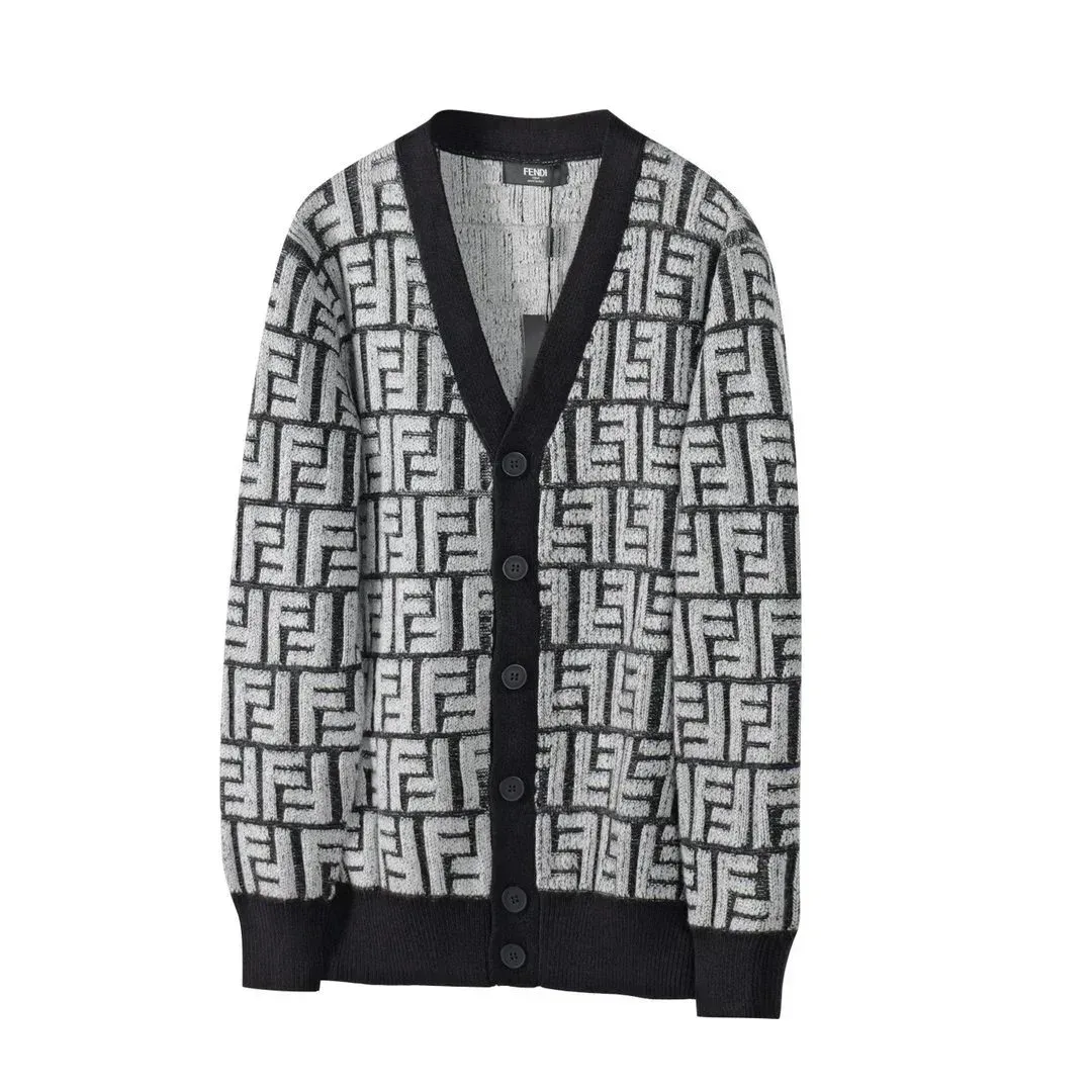 Fendi Fendi FF Logo Cardigan Black/White Sweater Black - 1