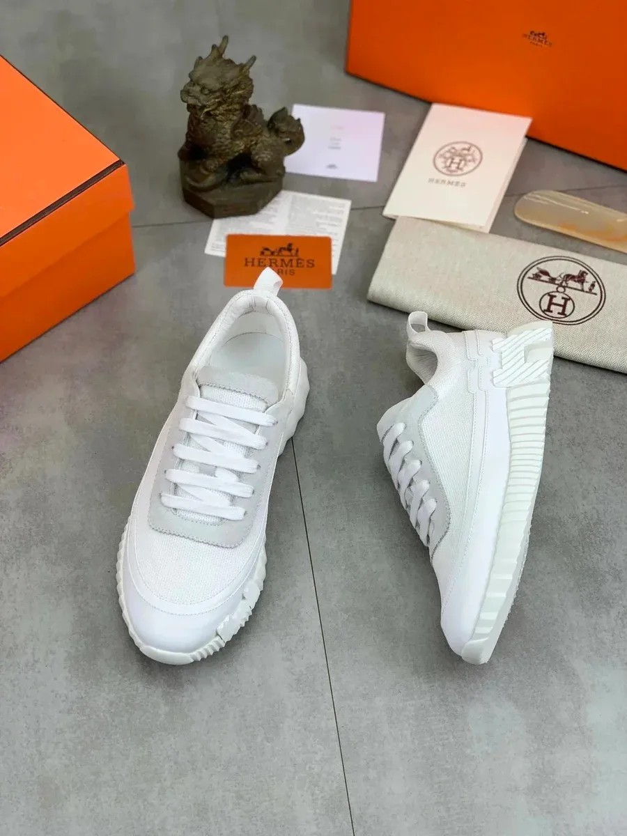 Hermès White Leather Sneakers