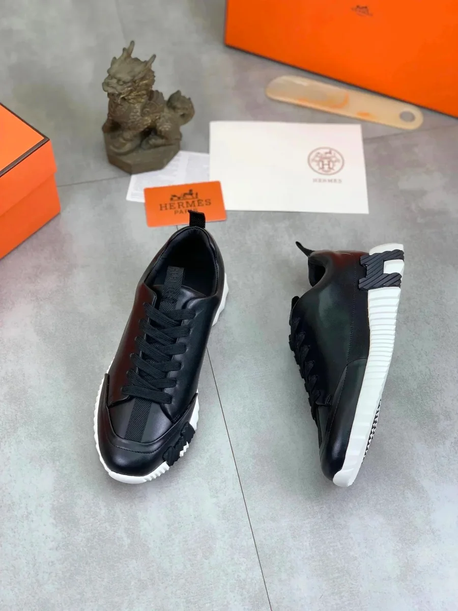 Hermès Black Leather Sneakers
