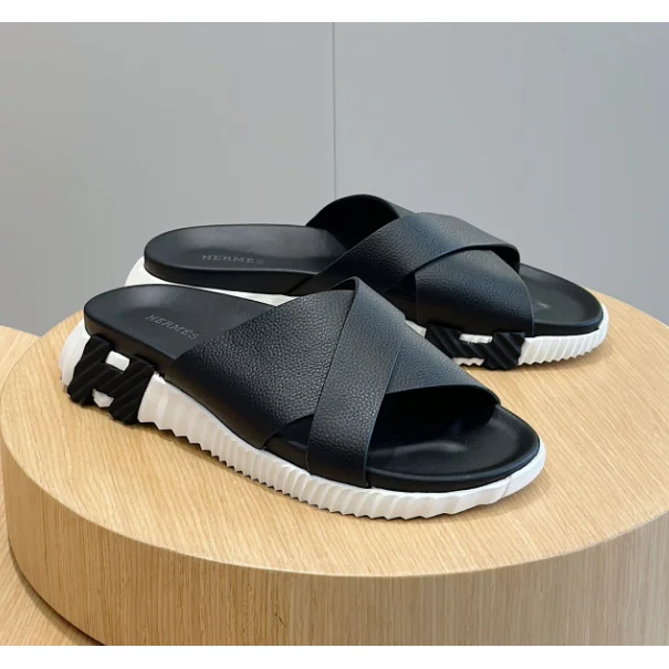 Hermès Hermès Birkin Black Leather Sandals Black