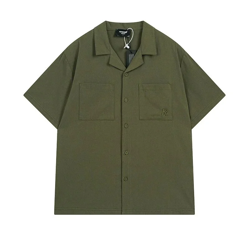 Represent Represent Owners Club Olive Camp Collar Shirt Green - 1