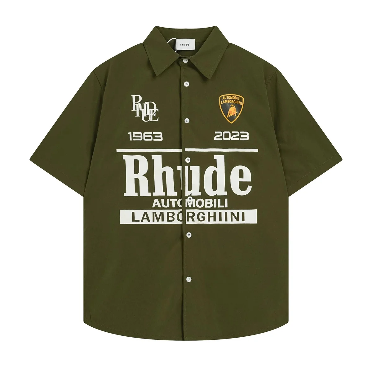 Rhude Rhude Automobili Lamborghini Olive Green Shirt Green - 1