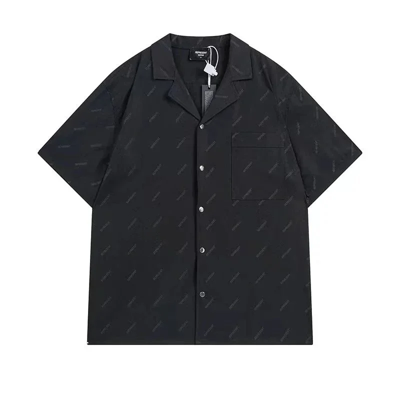 Other Unisex Black All-Over Logo Short Sleeve Shirt Black - 1
