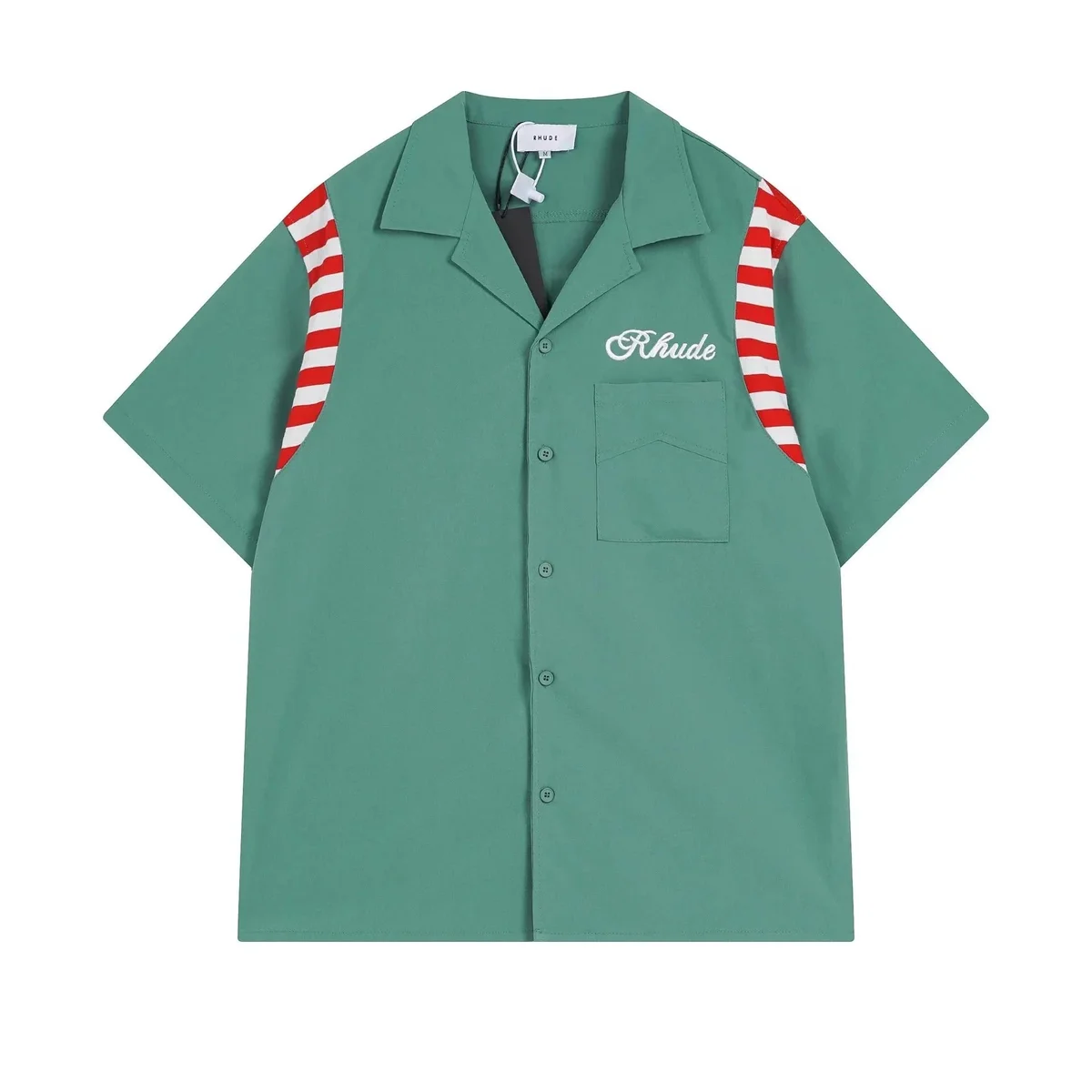 Rhude Rhude Green Striped Sleeve Shirt Casual Top Green - 1