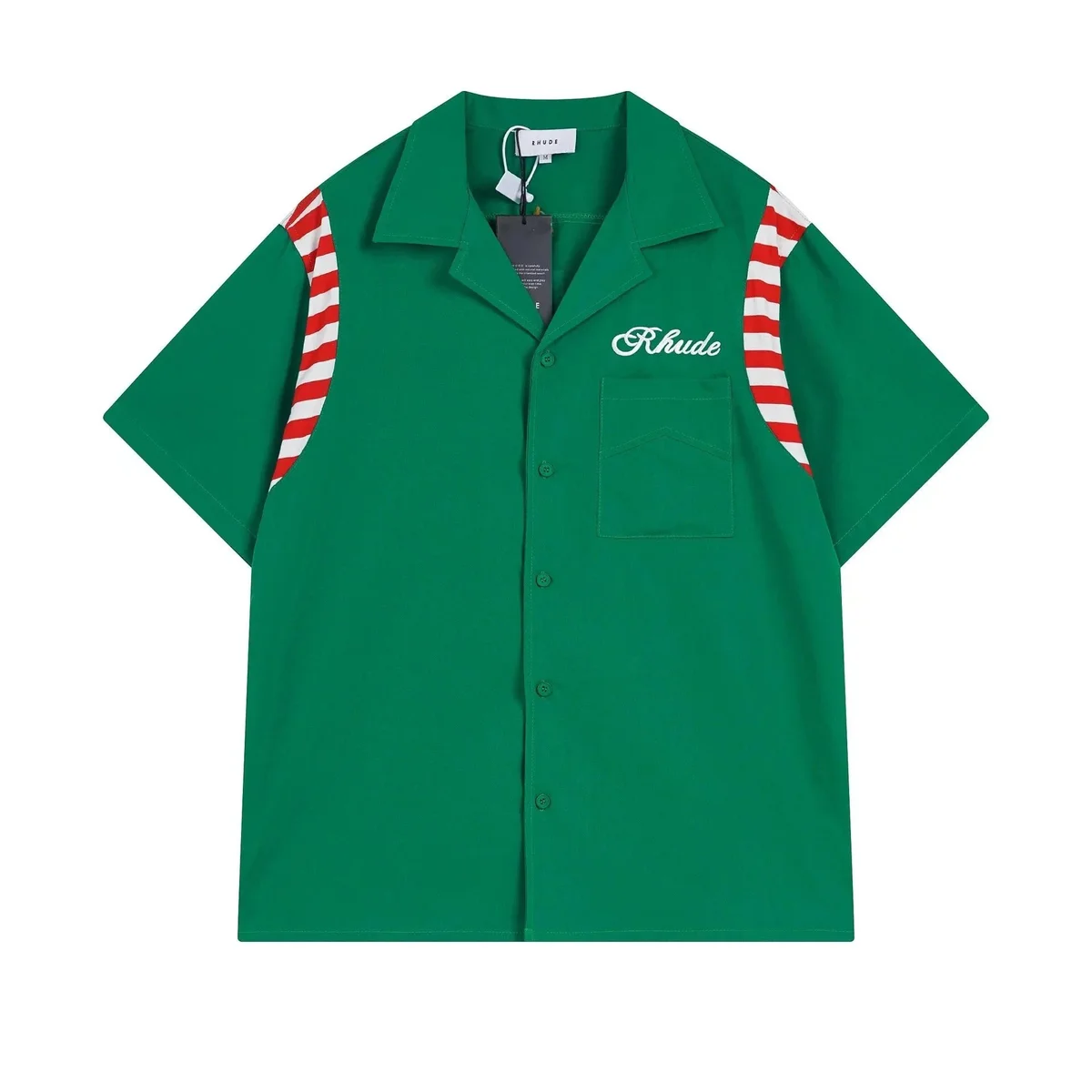 Rhude Rhude Green Candy Stripe Short Sleeve Shirt Green - 1