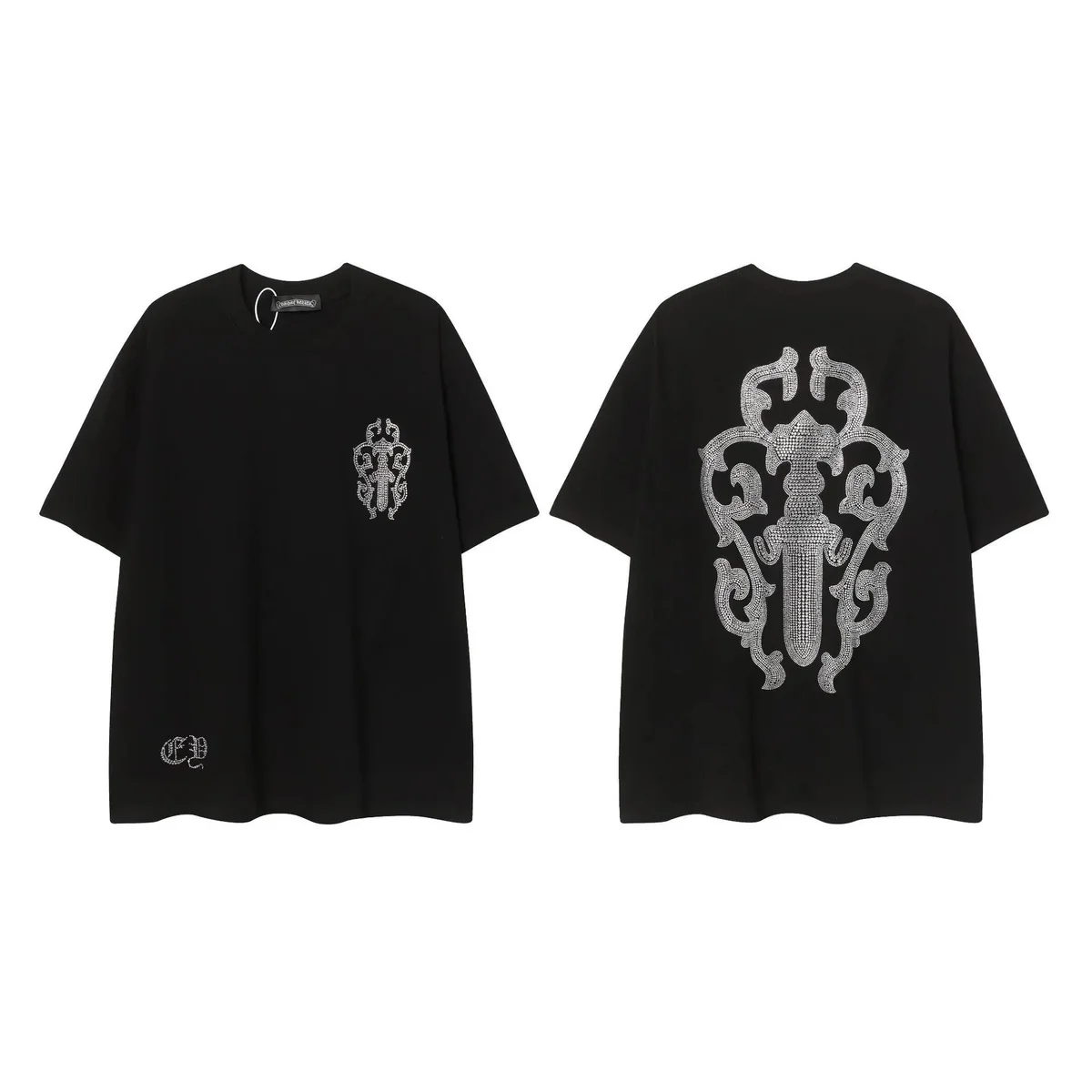 Chrome Hearts Chrome Hearts CH Plus Black Crystal T-Shirt Black - 1