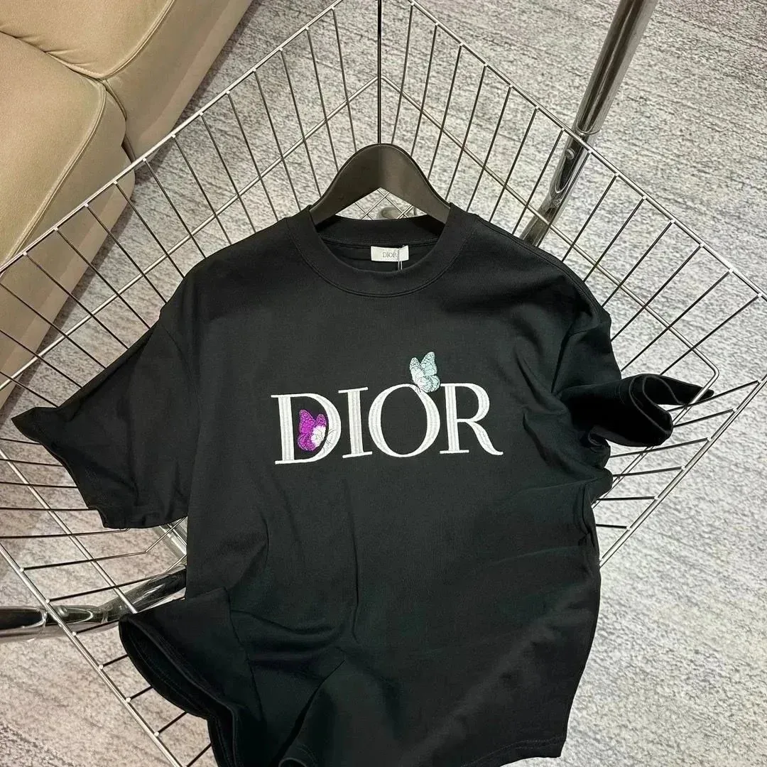 Dior Dior Butterfly Embroidery Black T-Shirt Black - 1
