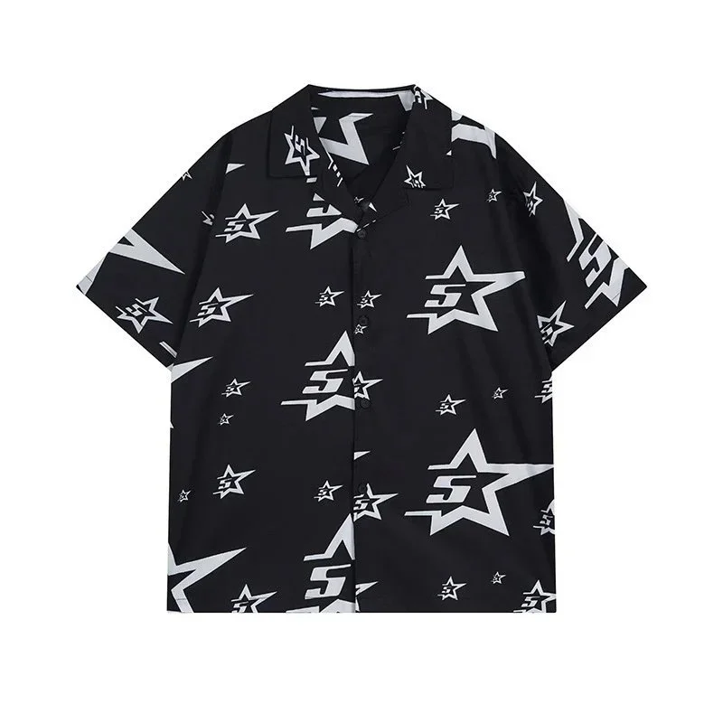 Other Black Star Print Short Sleeve Shirt Black - 1