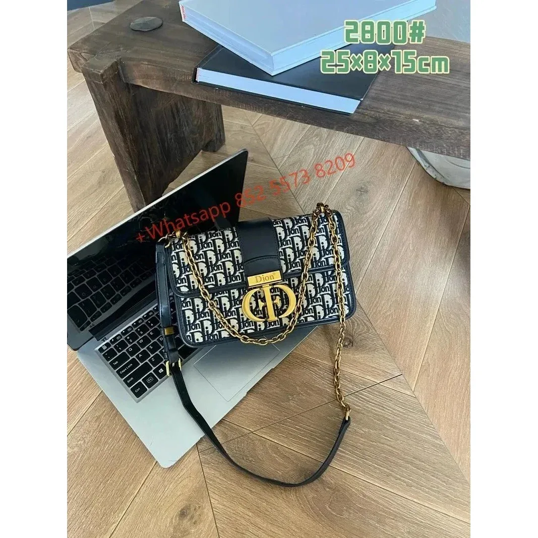 Dior Dior Lady Dior 2800# Black & White Crossbody Bag Black - 1
