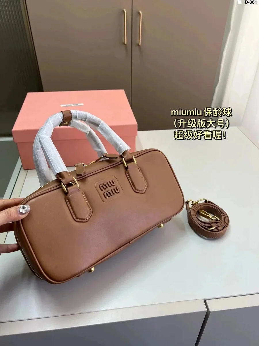 Miu Miu Miu Miu Bowling Ball Bag Tan Leather Handbag Brown - 1