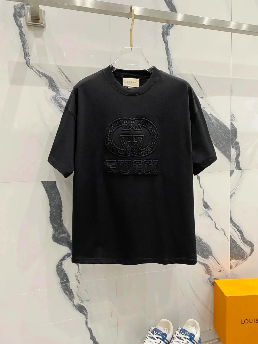 Gucci Gucci GG Embroidered Black T-Shirt Black - 1