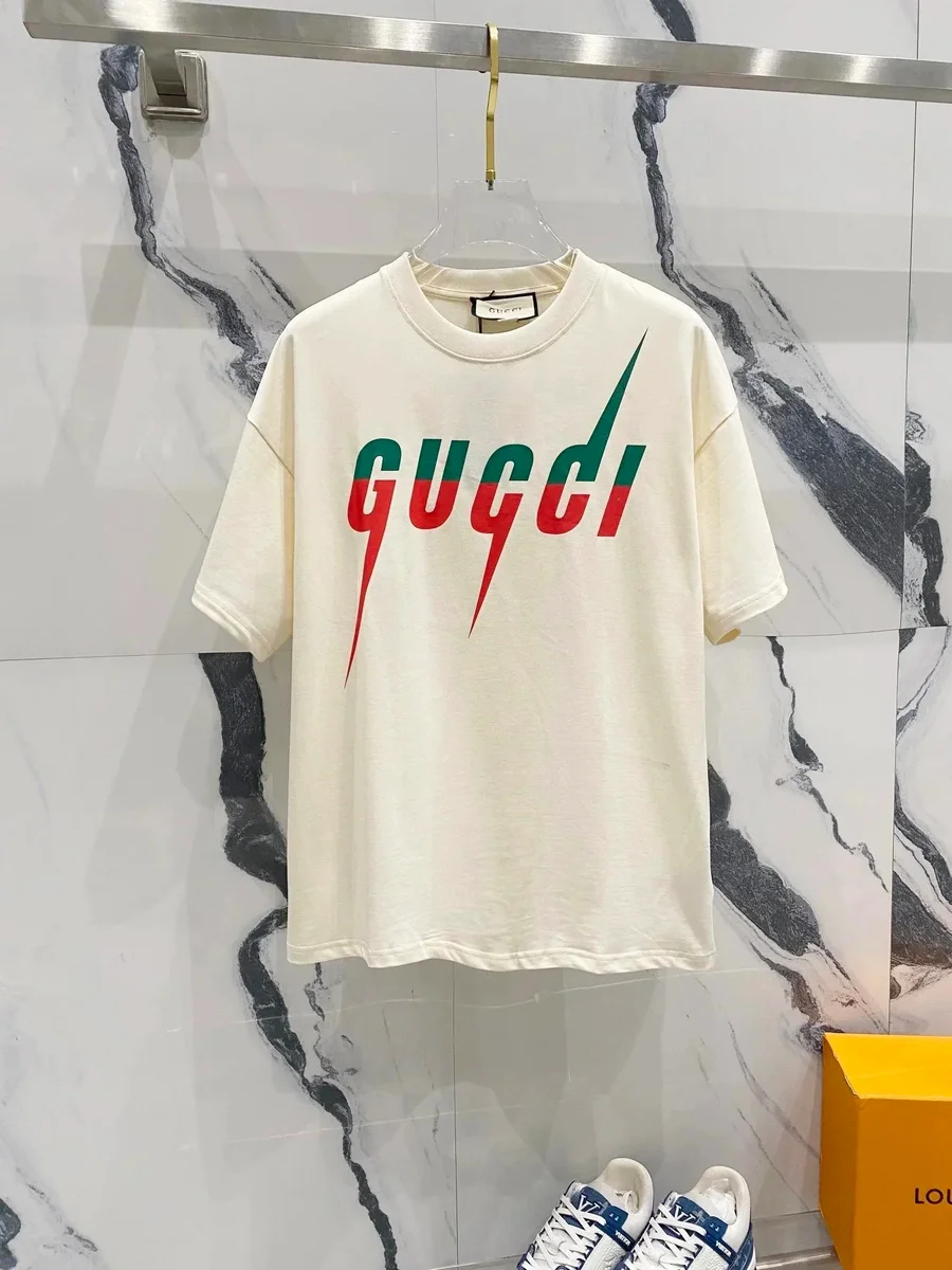 Gucci Gucci Lightning Print T-Shirt Cream Cream - 1