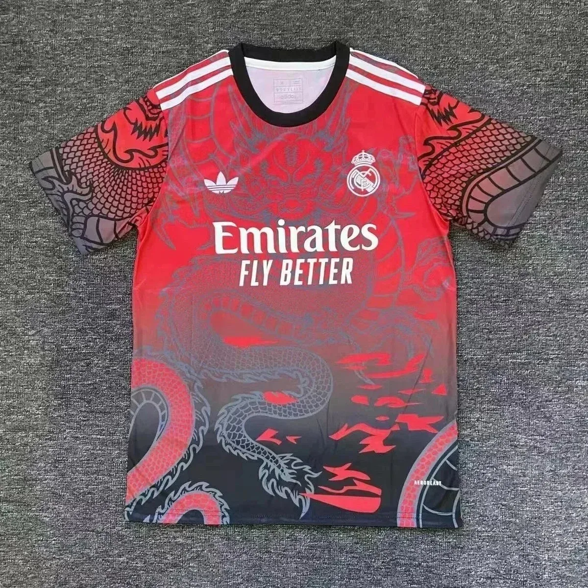 Adidas Adidas Real Madrid Dragon Jersey Red Football Shirt Red - 1