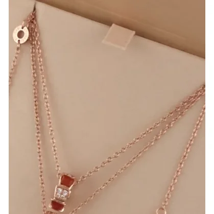 Other Rose Gold Layered Necklace with Gemstone Accents Gold - 1