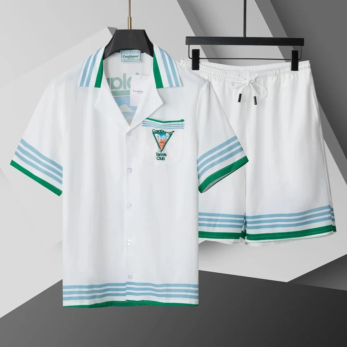 Casablanca Casablanca Tennis Club White & Green Striped Set White - 1