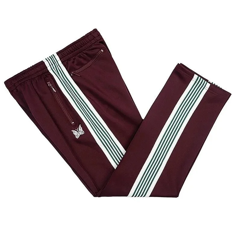 Other Burgundy Track Pants with Green Stripes and Butterfly Detail Brown - 1