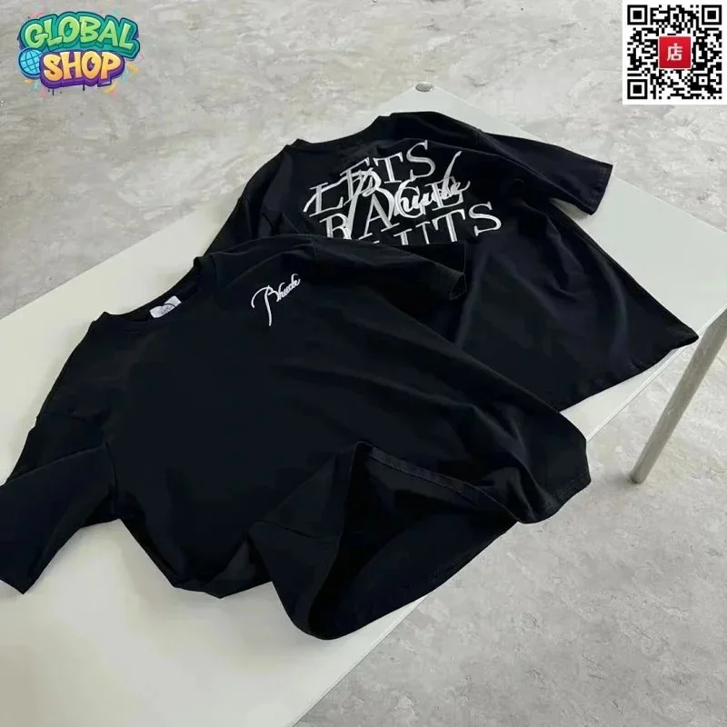 Other Black 'LET'S RAGHITS' Oversized T-Shirt Black - 1