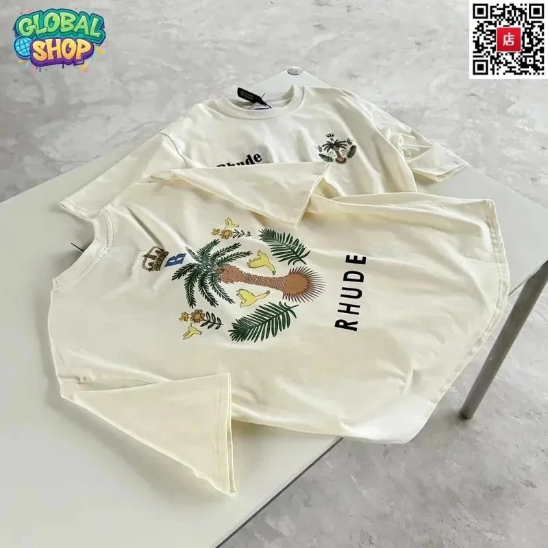 Rhude Rhude Tropical Print T-Shirt 03 Ivory Cream - 1