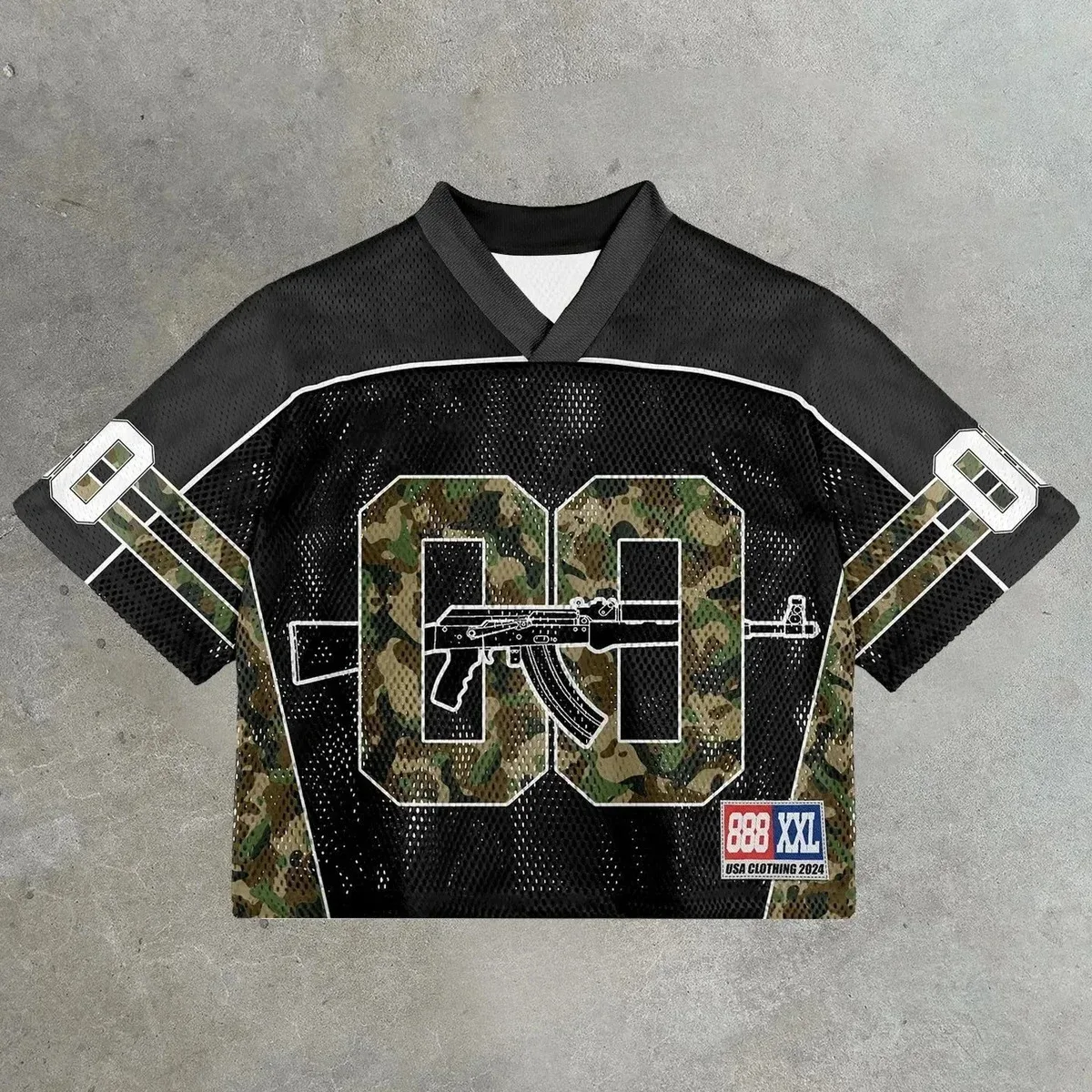 Other Unisex Black Camo Gridiron Jersey 07 Black Green Black - 1
