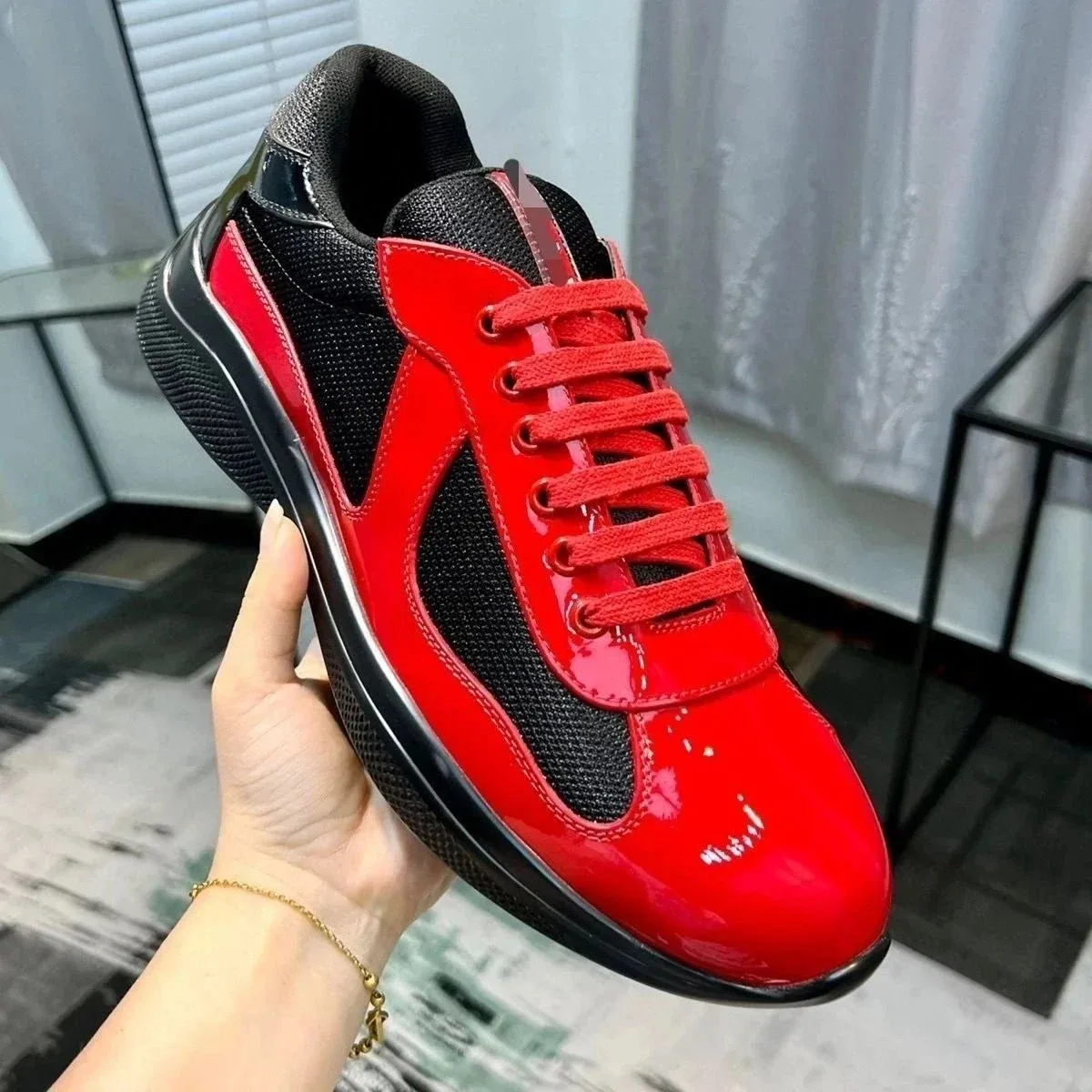 Prada Prada Re-Edition 2005 Red & Black Sneakers Red - 1