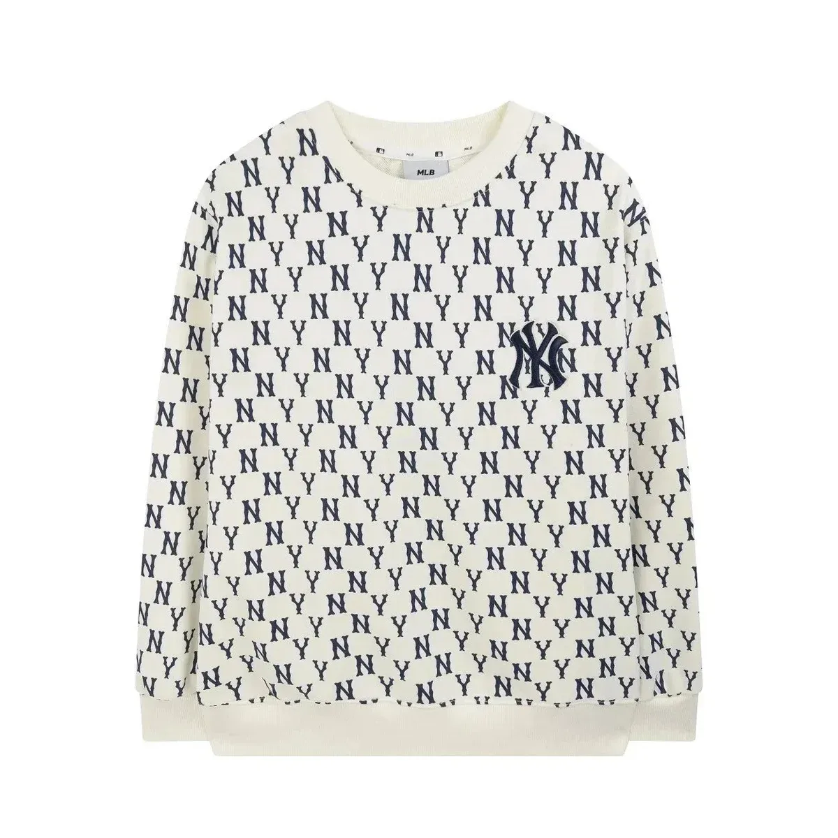 Other MLB NY Yankees All-Over Print Crewneck Sweatshirt Cream - 1