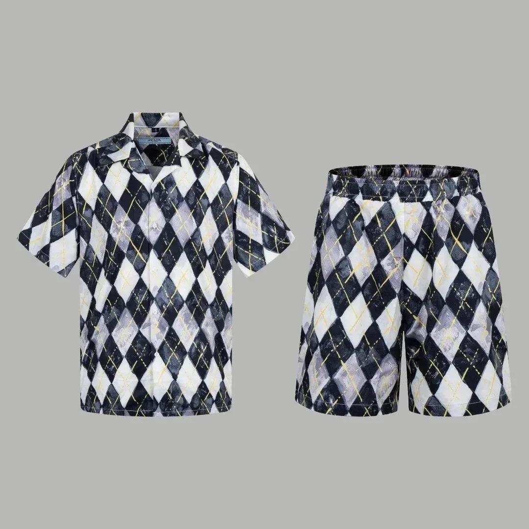 Prada Prada Re-Nylon Diamond Print Set Black/White Shorts & Shirt Black - 1