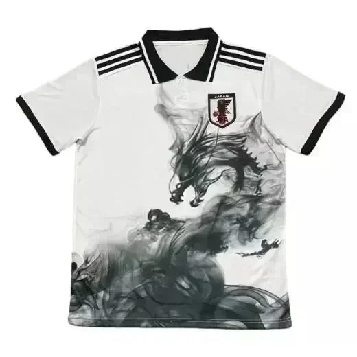 Other Black/White Japanese Dragon Polo Shirt White - 1