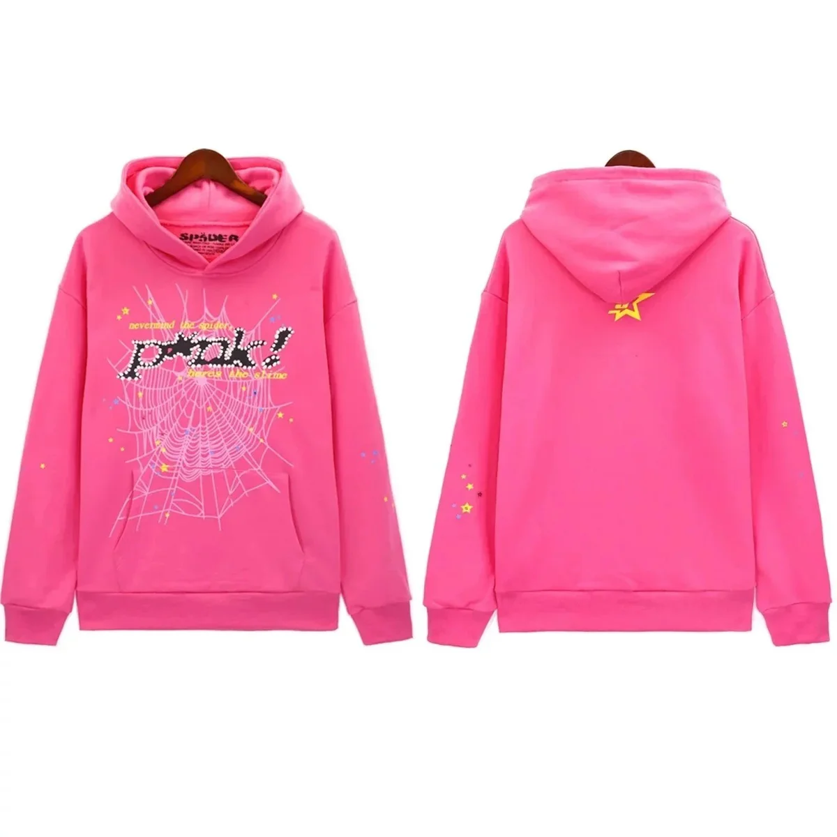 Other Pink Spider Web Print Hoodie Sweatshirt Pink - 1