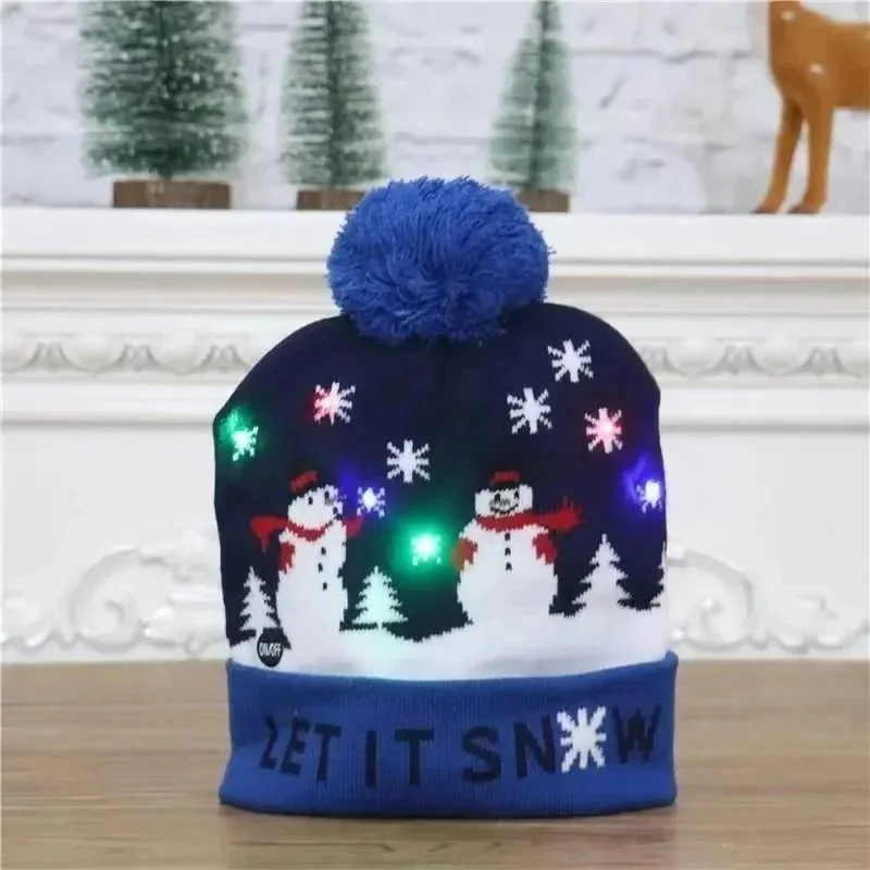 Other LED Snowman Beanie Let It Snow Headwear Navy - 1